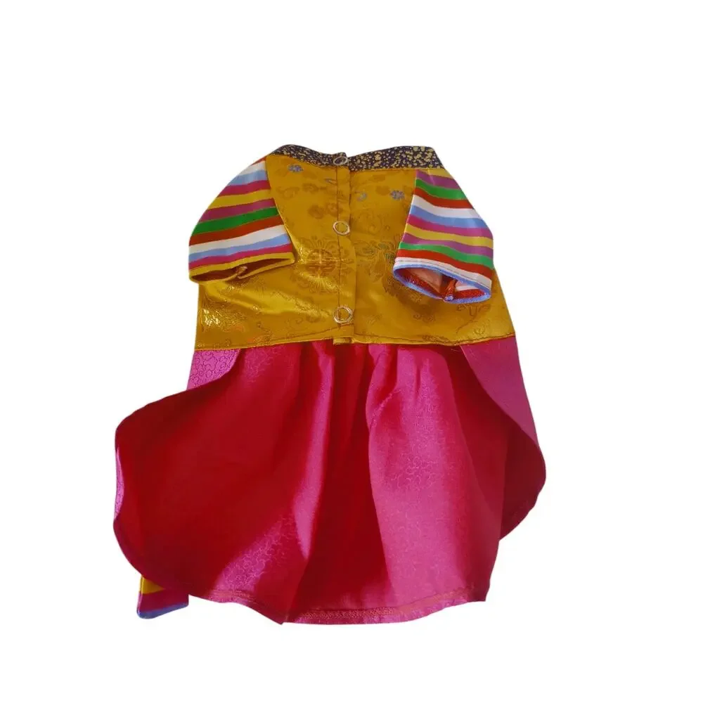 Korean Hanbok Dog Dress Traditional Pet Outfit Pink Gold New XS/Small